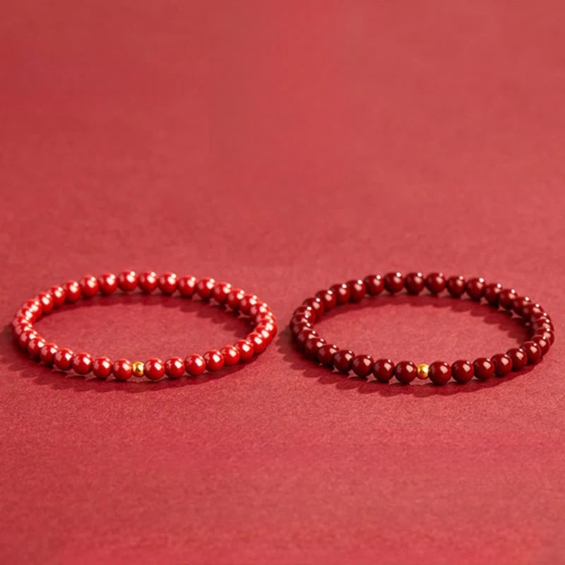 Buddha Stones Natural Cinnabar Amber Stone Calm Bracelet