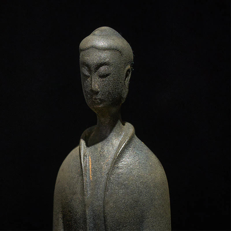 Buddha Stones Handmade Sakyamuni Buddha Iron Powder Rust Cast Resin Statue Home Decoration