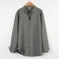Buddha Stones Solid Color Buttons Fall Long Sleeve Men's Shirt