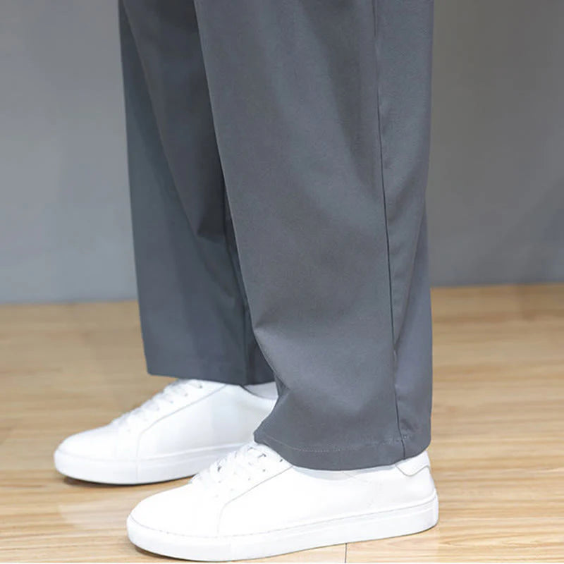 Buddha Stones Fall Solid Color Straight Leg Design Men's Harem Pants With Pockets