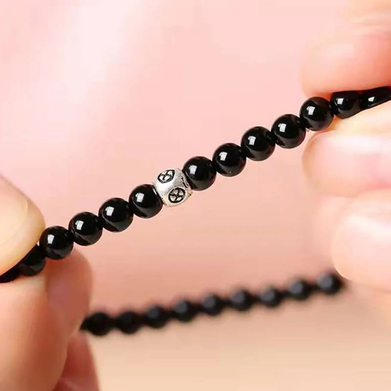 Buddha Stones Natural Black Obsidian Smoky Quartz Purification Strength Bracelet