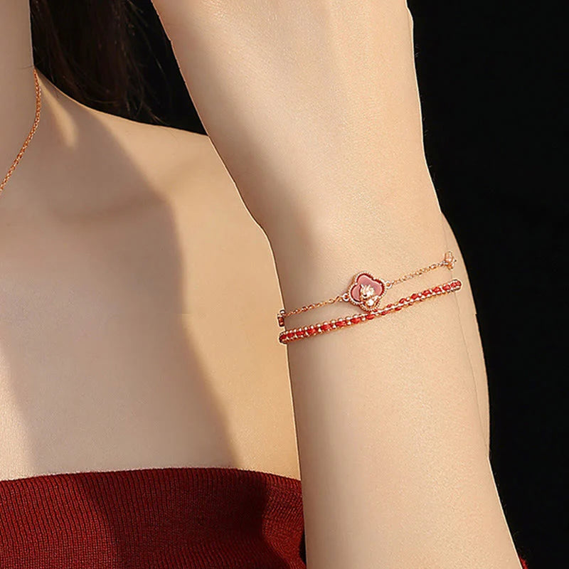 Buddha Stones 925 Sterling Silver Year Of The Horse Red Agate Hetian Jade Confidence Bracelet