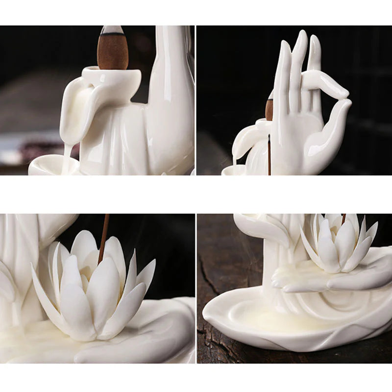 Buddha StonesTibetan Lotus Blessing Incense Burner Decoration (Extra 30% Off | USE CODE: FS30)