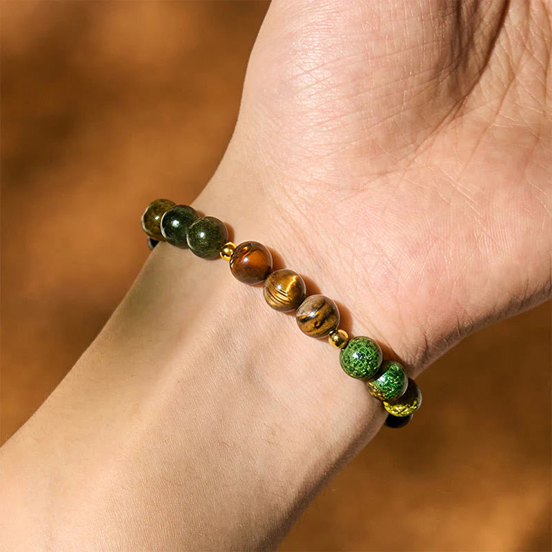 Buddha Stones Turquoise Tiger Eye Beads Glass Balance Serenity Bracelet