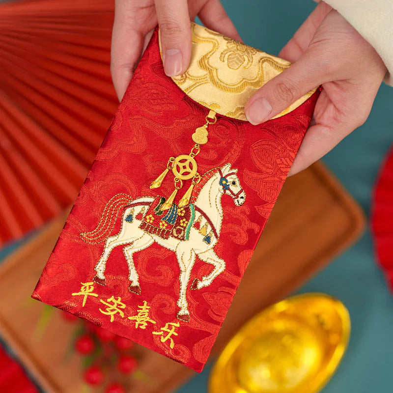 Buddha Stones Chinese Red Envelope Embroidery Peace Joy Year Of The Horse 2026 New Year
