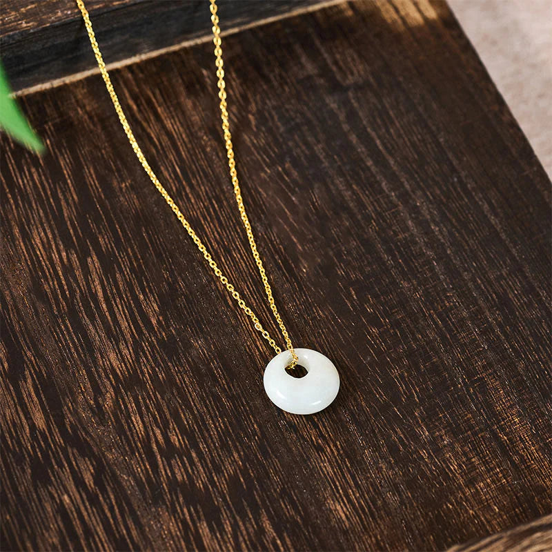 Buddha Stones Round Buckle Jade Luck Necklace Pendant