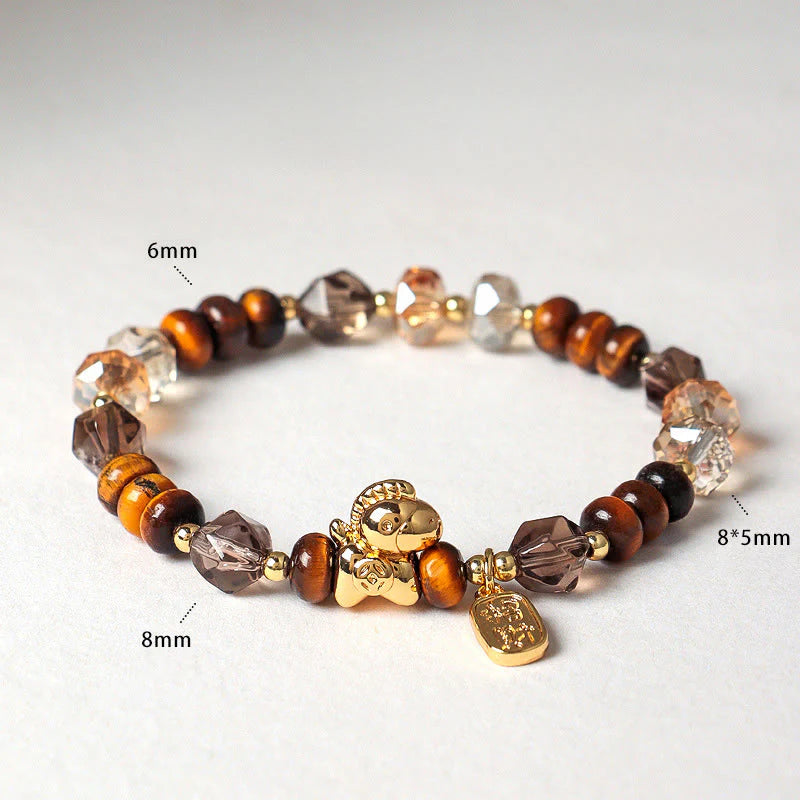 FREE Today: Fortune and Prosperity Tiger Eye Ice Obsidian Pearl Year Of The Horse Lucky Bracelet