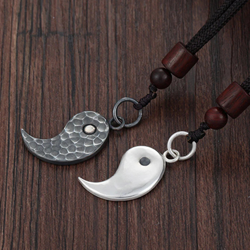 Buddha Stones 990 Sterling Silver Yin Yang Balance Harmony Necklace Pendant (Extra 30% Off | USE CODE: FS30)