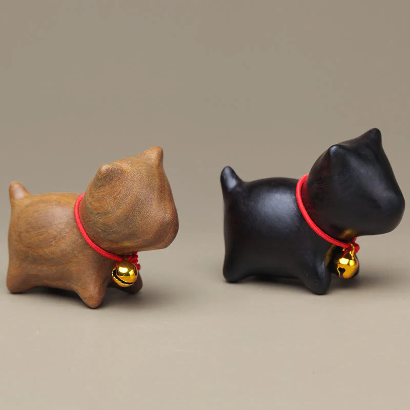 Buddha Stones Green Sandalwood Small Leaf Red Sandalwood Cute Cat Animals Soothing Peace Decoration
