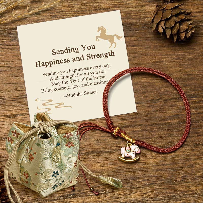 Buddha Stones Sending You Happiness and Strength Year of the Horse String Includes Gift Message Card