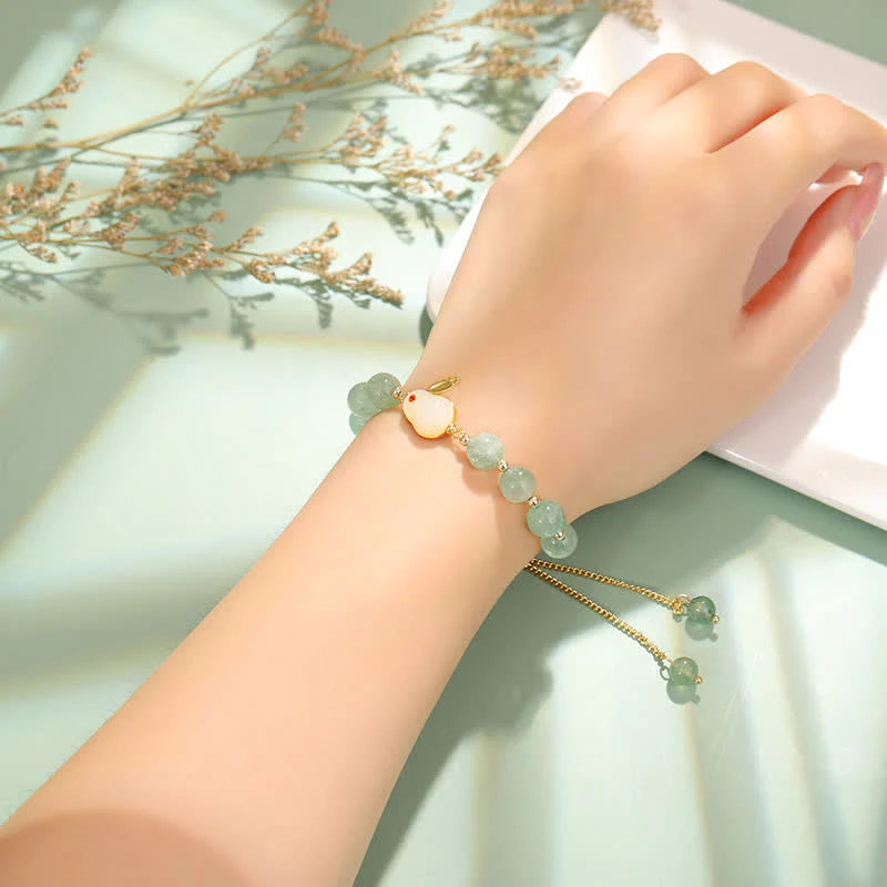Buddha Stones Year of the Rabbit Natural Green Aventurine Luck Bead Bracelet