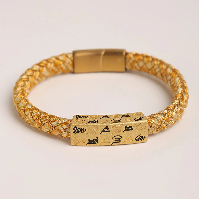 Buddha Stones Tibetan Om Mani Padme Hum Various Colors Rope Gold Thread Diamond Knot Luck Buckle Bracelet