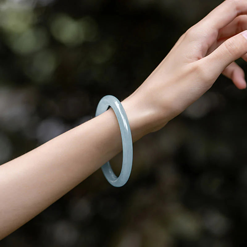 Buddha Stones Natural Aquamarine Serenity Bangle Bracelet (Extra 30% Off | USE CODE: FS30)