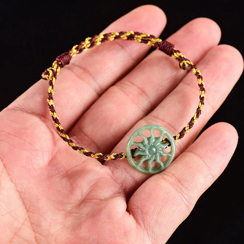 Buddha Stones Jade Sun Braided Rope Abundance Bracelet