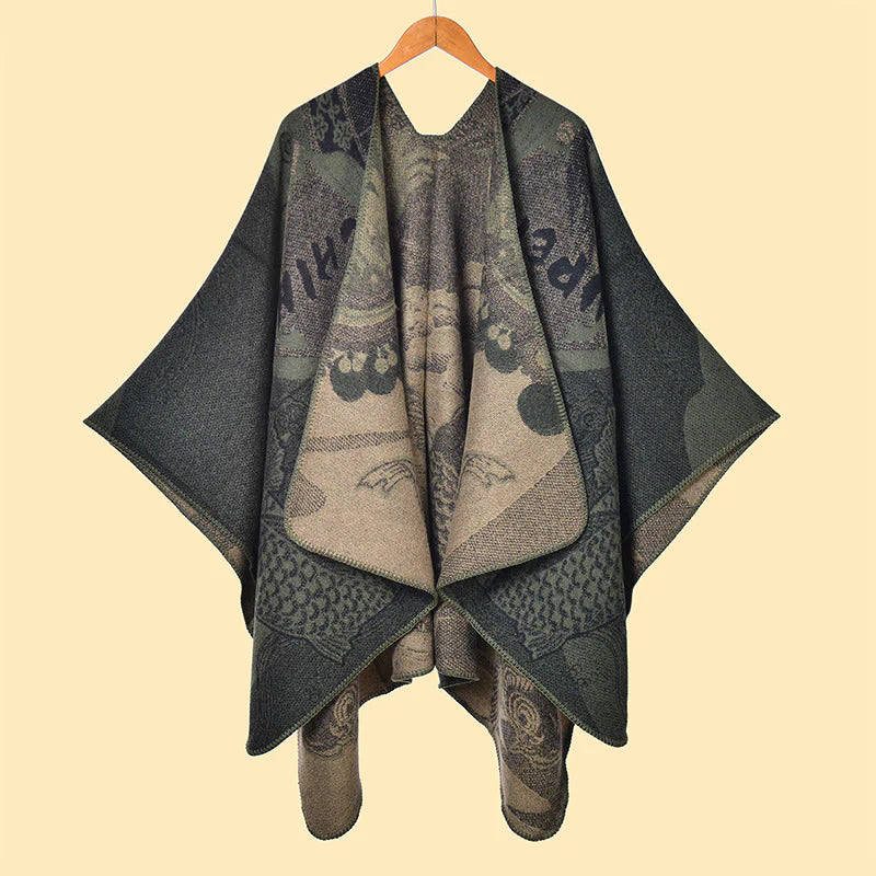 Buddha Stones Winter Koi Fish Waves Pattern Warm Cozy Scarf Shawl