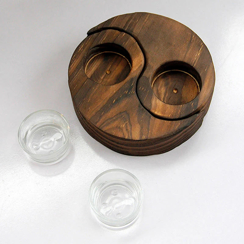 Buddha Stones Yin Yang Wood Candle Holder Meditation Rituals Use Items (Extra 35% Off | USE CODE: FS35)