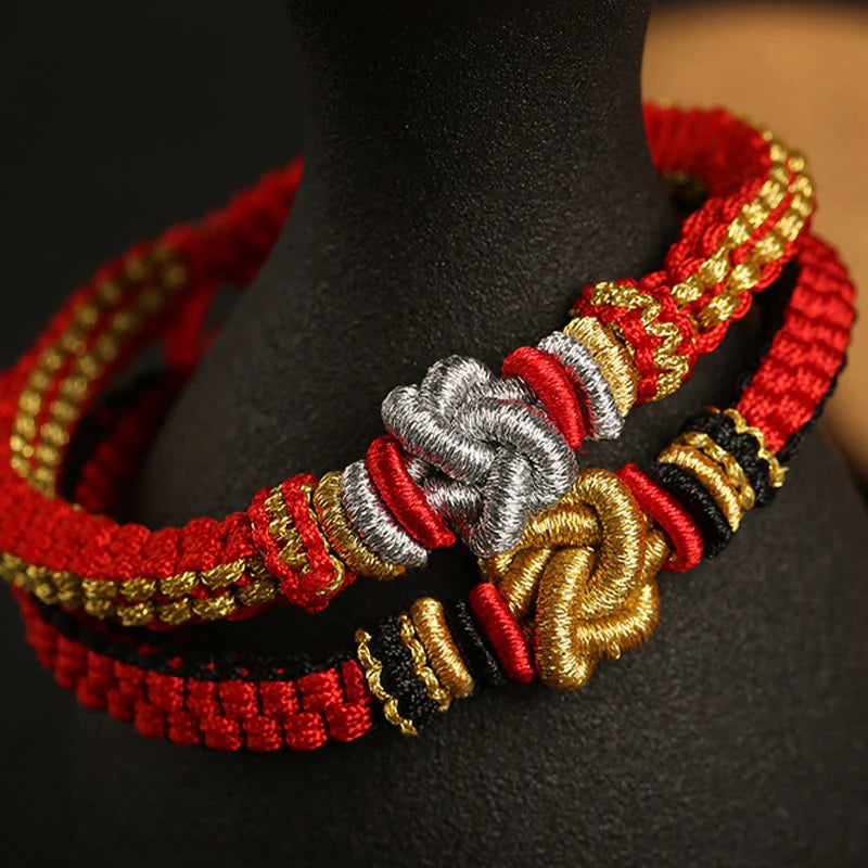 Buddha Stones Colorful Rope True Love Knot Luck Handmade Bracelet