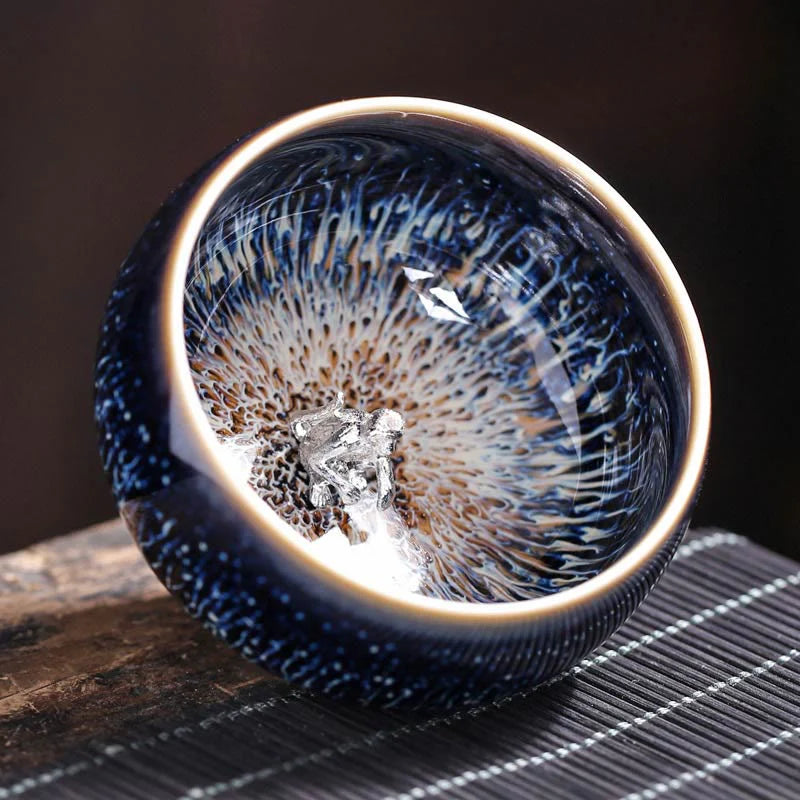 Buddha Stones Handmade Chinese Jianzhan Koi Fish Lotus Dragon Phoenix 12 Chinese Zodiac Ceramic Teacup Kung Fu Tea Cup 70ml