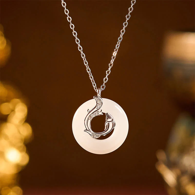 Buddha Stones Koi Fish Peace Buckle Auspicious Necklace Pendant