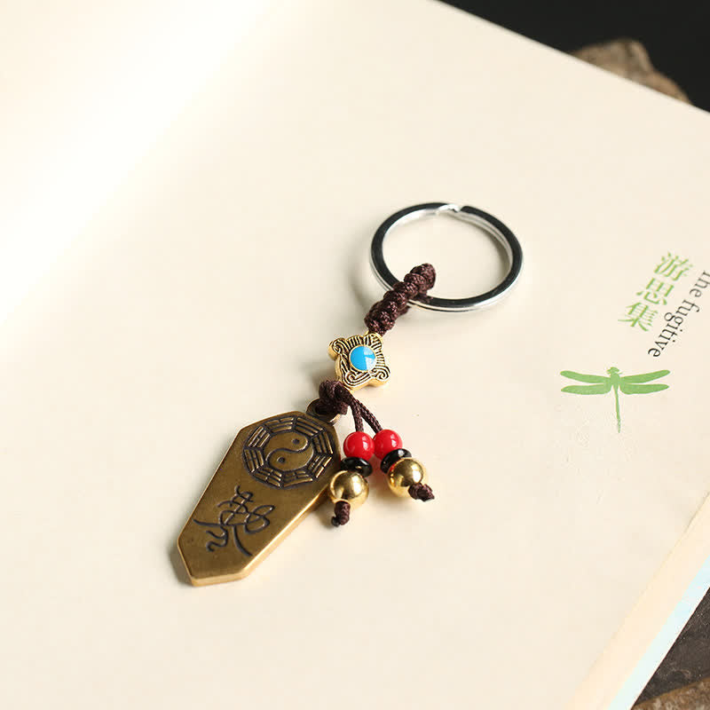 Buddha Stones Feng Shui Bagua Yin Yang Balance Peace Keychain