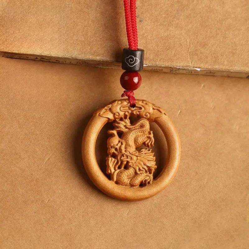 Buddha Stones Peach Wood Chinese Zodiac Year Of The Horse Ward Off Evil Spirits Necklace Pendants