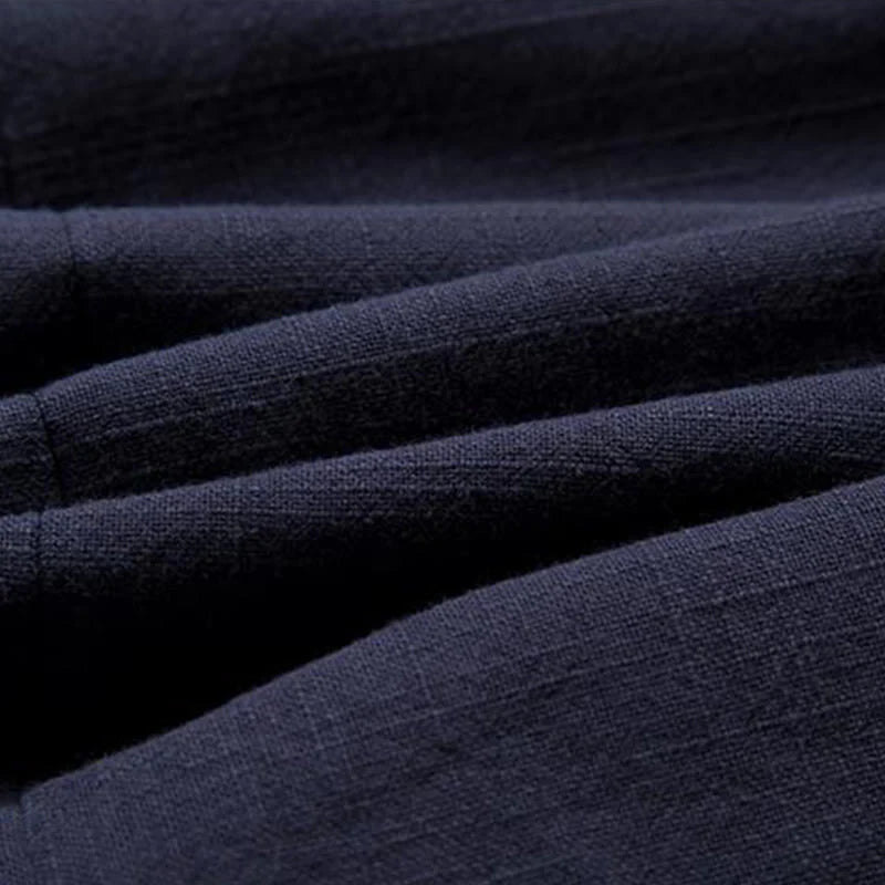 Buddha Stones Chinese Frog-Buttons Long Sleeve Design Open Front Jacket Men's Cotton Linen Kimono