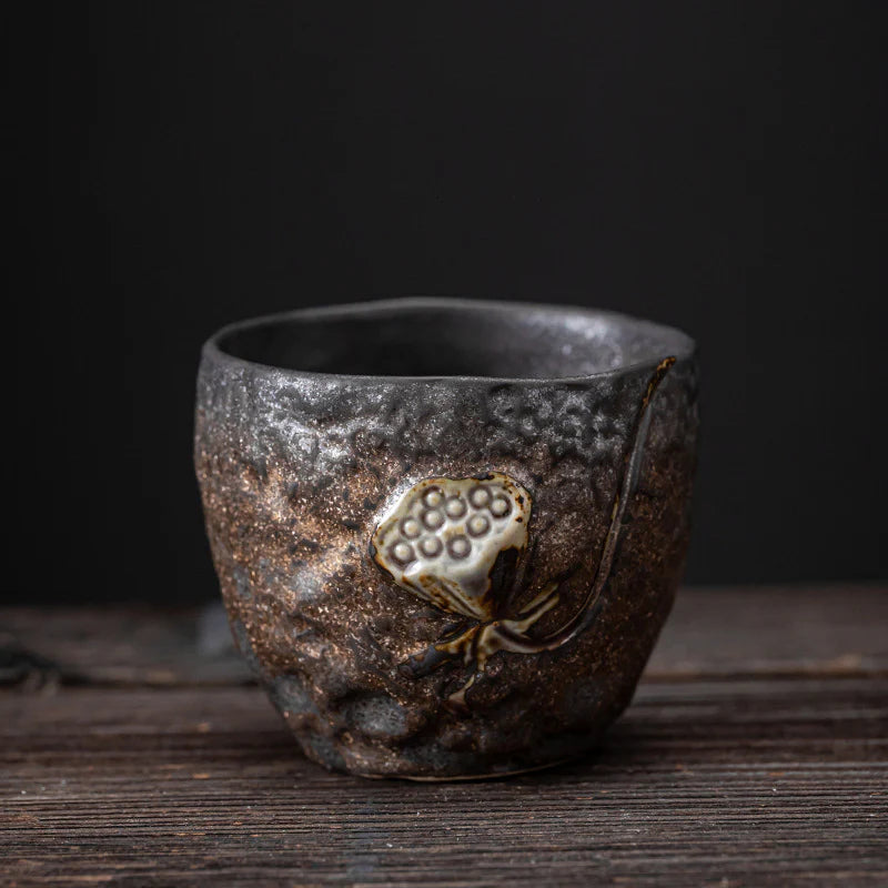 Buddha Stones Lotus Pod Leaf Flower Auspicious Clouds Ceramic Teacup Kung Fu Tea Cup