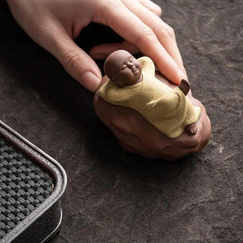 Buddha Stones Looking Up Resting Monk Ceramic Statue Compassion Home Decoration