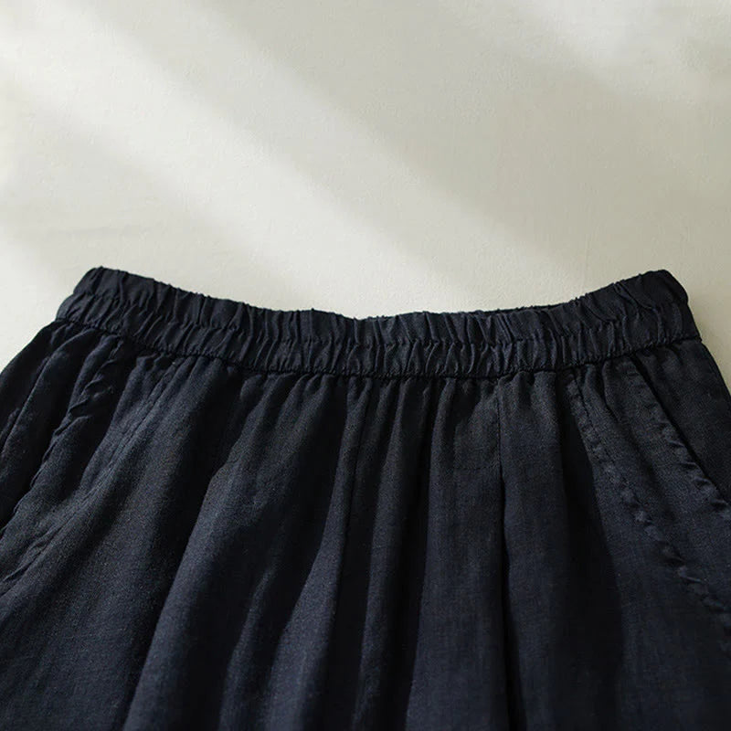 Buddha Stones Commute Pure Color High Waist Women's Harem Pants With Pockets