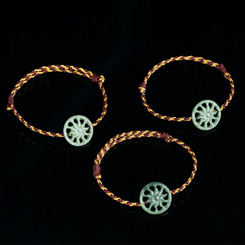 Buddha Stones Jade Sun Braided Rope Abundance Bracelet