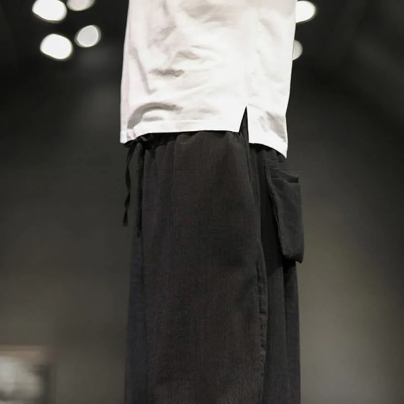 Buddha Stones Summer Solid Men's Cropped Pants With Pockets