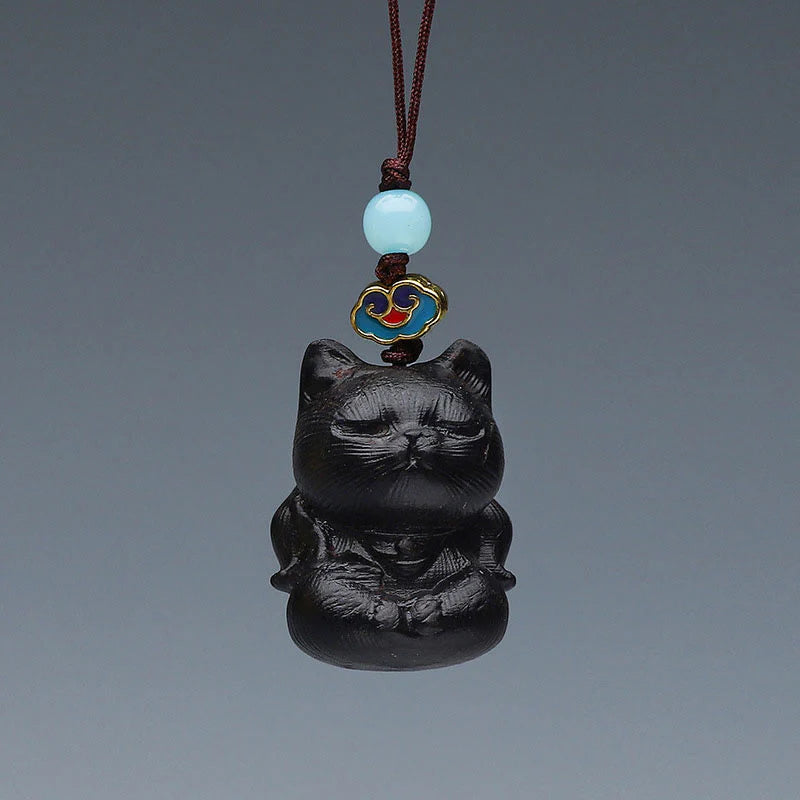 Buddha Stones Green Sandalwood Mini Cute Animal Rabbit Cat Deer Whale Prosperity Phone Hanging Decorations