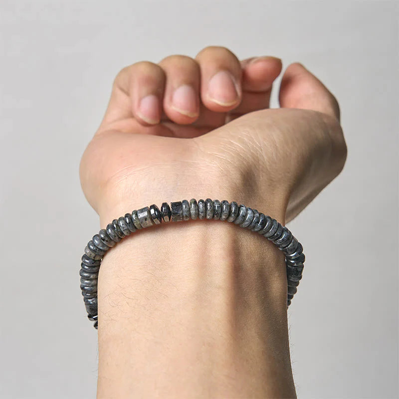 Buddha Stones Small Black Obsidian Green Aventurine Grey Jasper Tiger Eye Strength Rope Bracelet