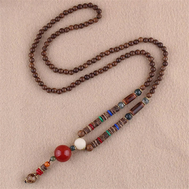 Buddha Stones Tibetan Wenge Wood Bodhi Seed Agate Elephant Protection Necklace Pendant (Extra 40% Off | USE CODE: FS40)