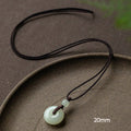 Buddha Stones Natural Round Jade Peace Buckle Luck Prosperity Necklace Pendant