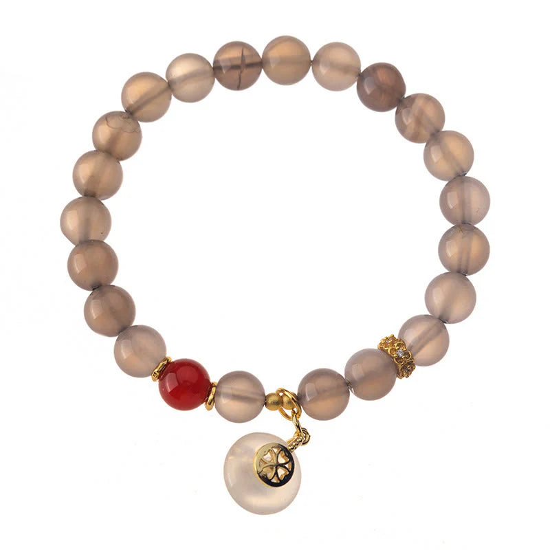 Buddha Stones Gray Agate Red Agate Chalcedony Balance Bracelet