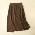 Buddha Stones Vintage Summer Asymmetrical High Waist Women's Cotton Linen Skirt With Pockets