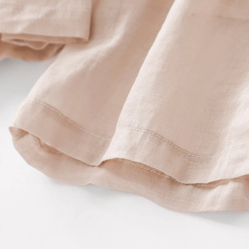 Buddha Stones Summer Embroidery Double Layer Cotton Linen Women's Wide Leg Pants With Pockets