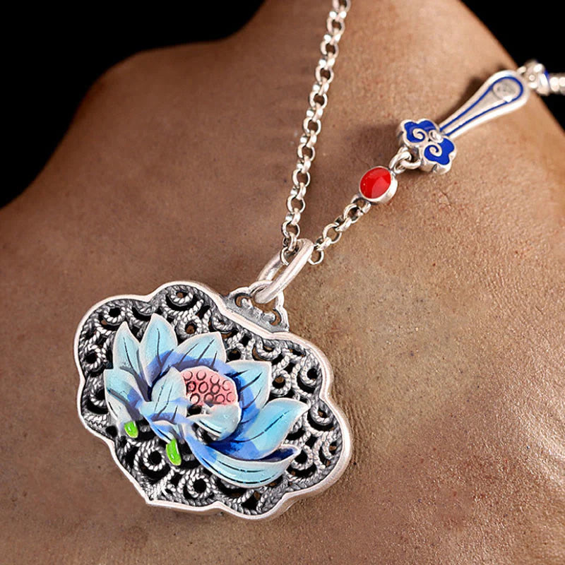 Buddha Stones Lotus Auspicious Cloud New Beginning Necklace Pendant Ring (Extra 30% Off | USE CODE: FS30)