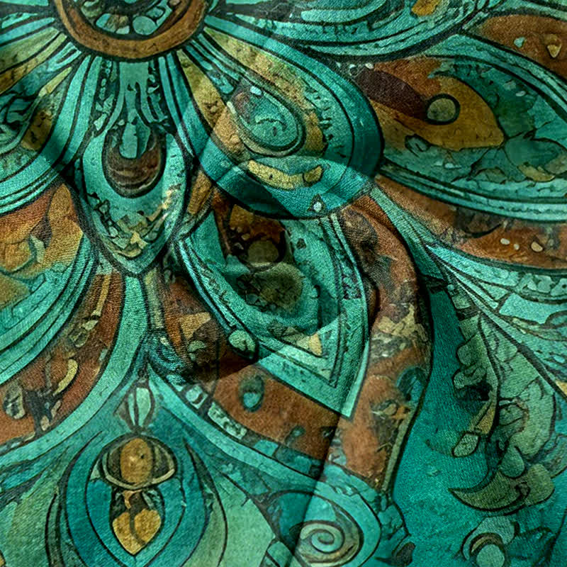 Buddha Stones Cotton Paisley Mandala Pattern Elastic Waist Women's Pants With Pockets