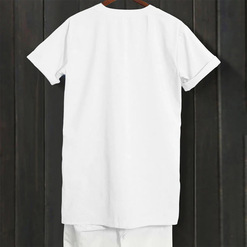 Buddha Stones Casual Plain Button Notched Collar Women's Short Sleeve Shirt