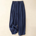 Buddha Stones Commute Solid Color Women's Harem Elastic Waist Cotton 7-8 Length Pants With Pockets