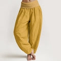 Buddha Stones Goldenrod Women's Pure Cotton Elastic Waist Harem  Pants
