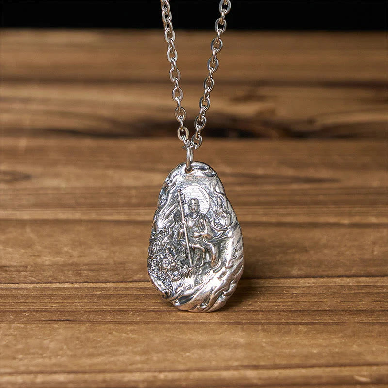 Buddha Stones Copper Kṣitigarbha Dizang Bodhisattva Compassion Pendant Necklace