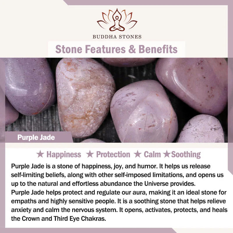 Buddha Stones Purple Jade Peace Buckle Happiness Necklace Pendant