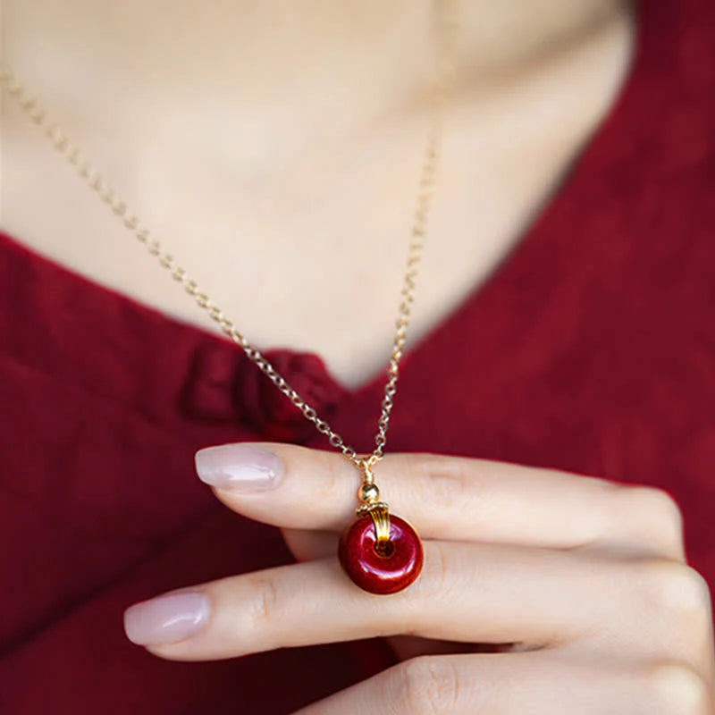 Buddha Stones Cinnabar Peace Buckle Calm Blessing Necklace Pendant (Extra 35% Off | USE CODE: FS35)