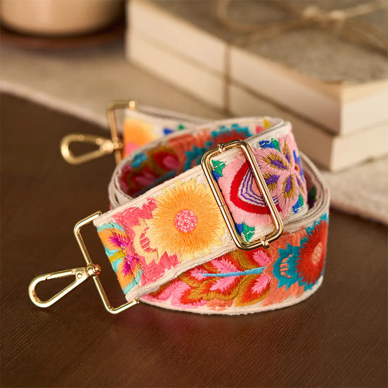 Buddha Stones Multicolor Sunflower Embroidery Adjustable Handbags Crossbody Shoulder Bag Straps