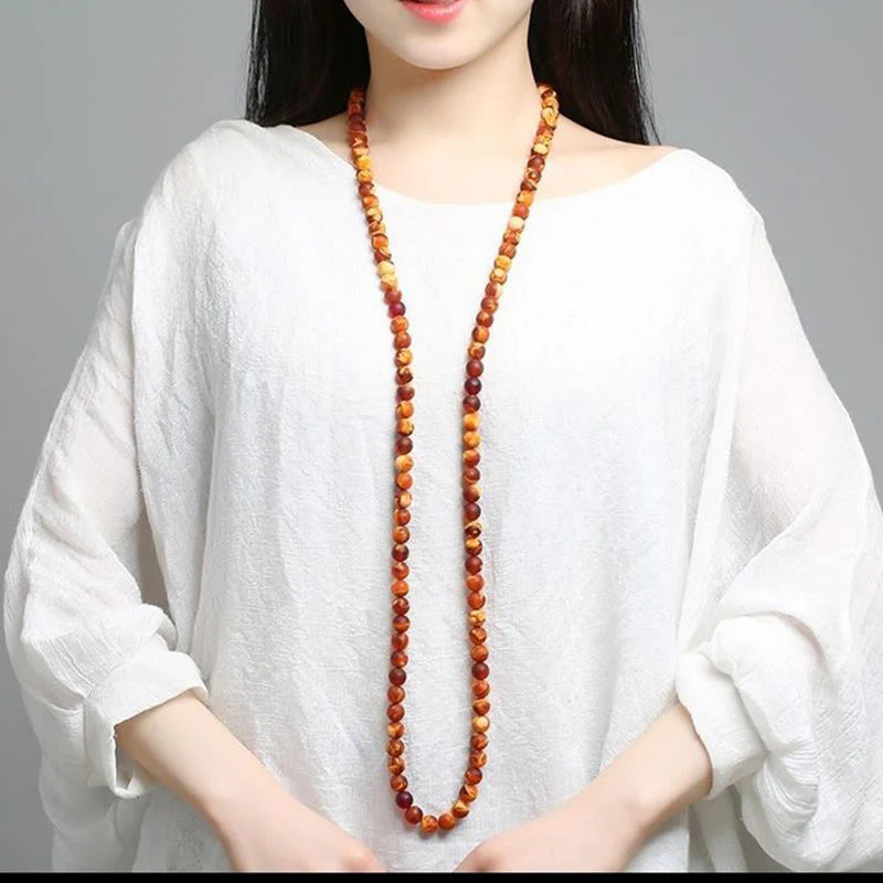 Buddha Stones 108 Tibetan Amber Round Beads Clear Anxiety Mala