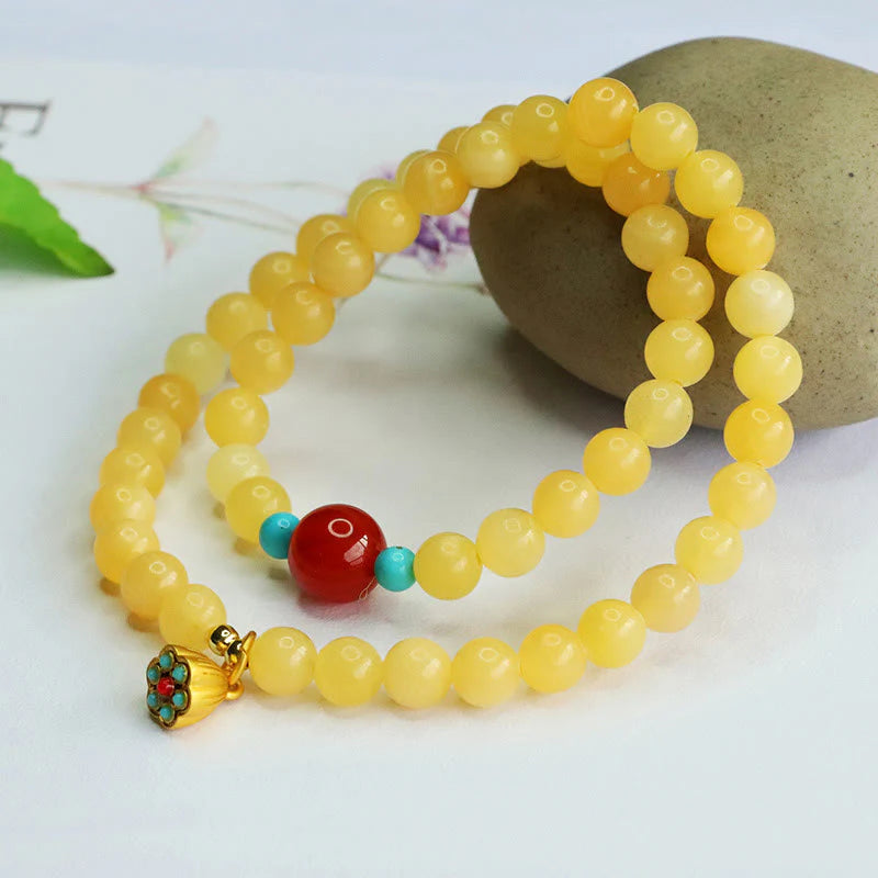 Buddha Stones Topaz Red Agate Bead Fortune Bracelet