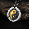 Buddha Stones 999 Sterling Silver 999 Gold Yin Yang Balance Titanium Steel Chain Necklace Pendant